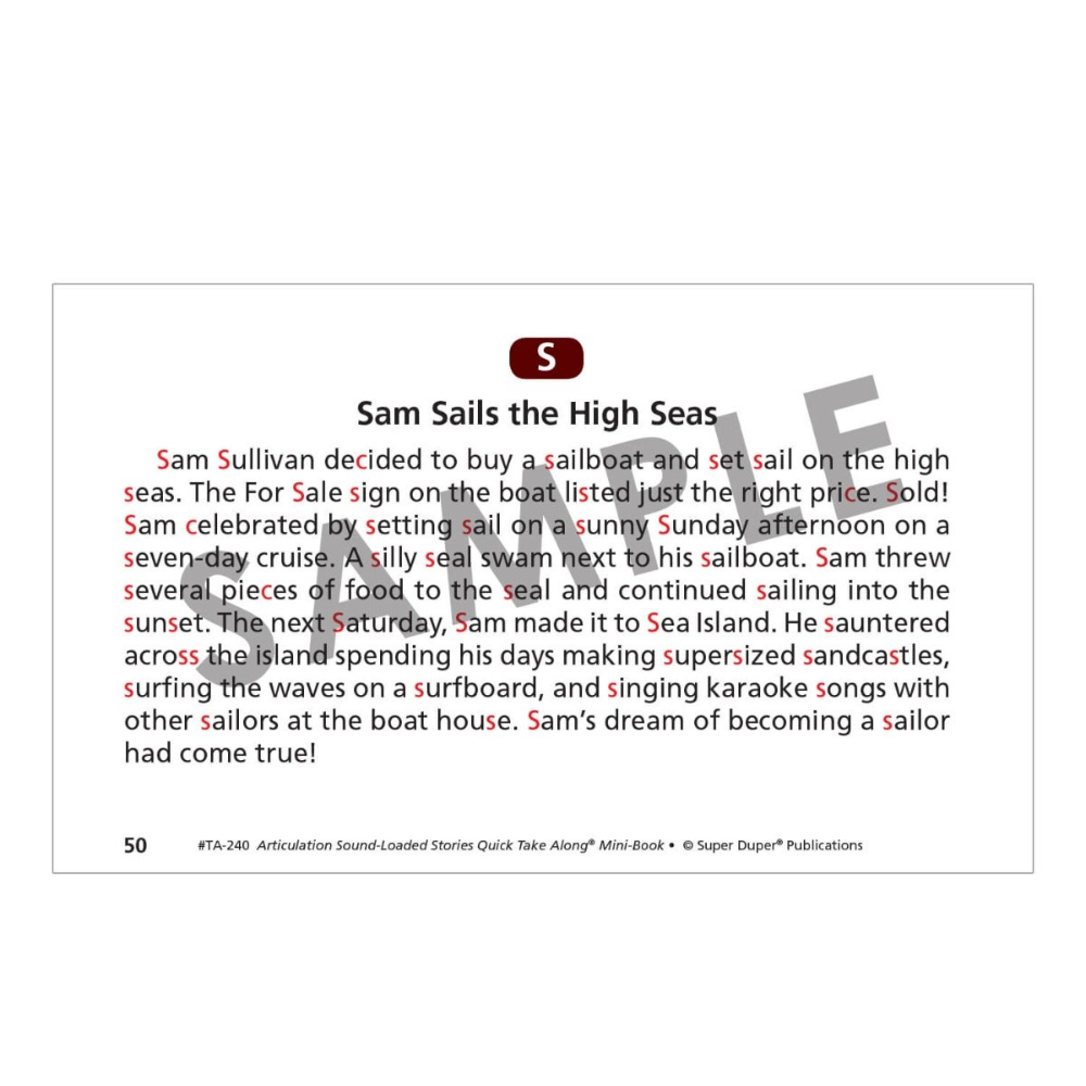 Articulation Sound-Loaded Stories Quick Take Along® Mini-Book