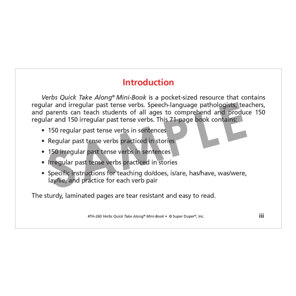 Verbs Quick Take Along® Mini-Book