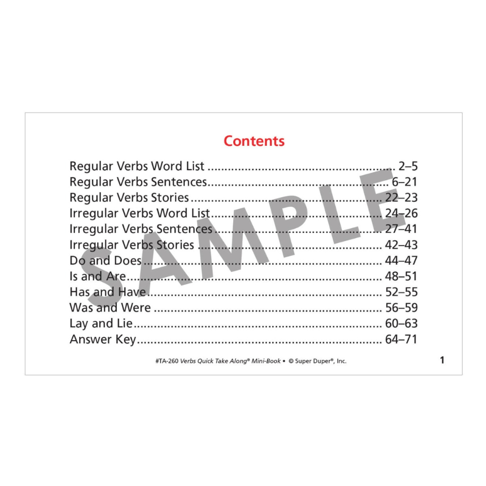 Verbs Quick Take Along® Mini-Book