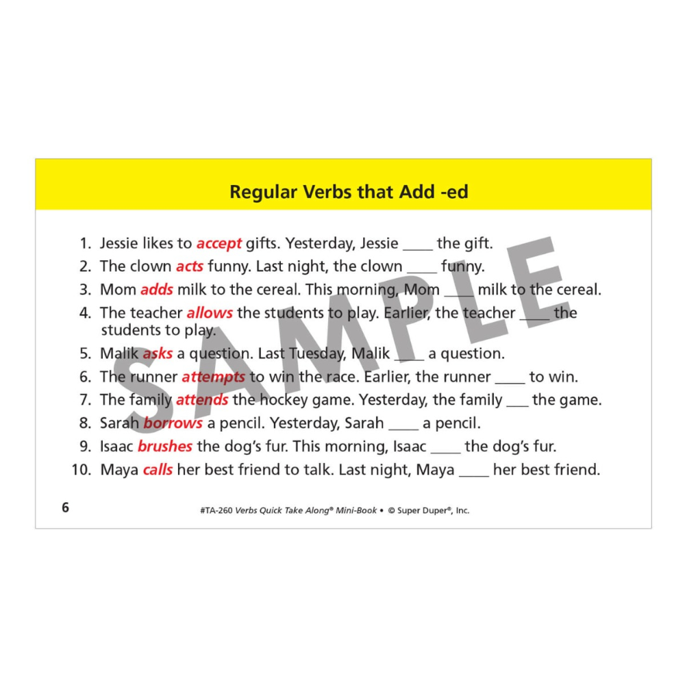 Verbs Quick Take Along® Mini-Book