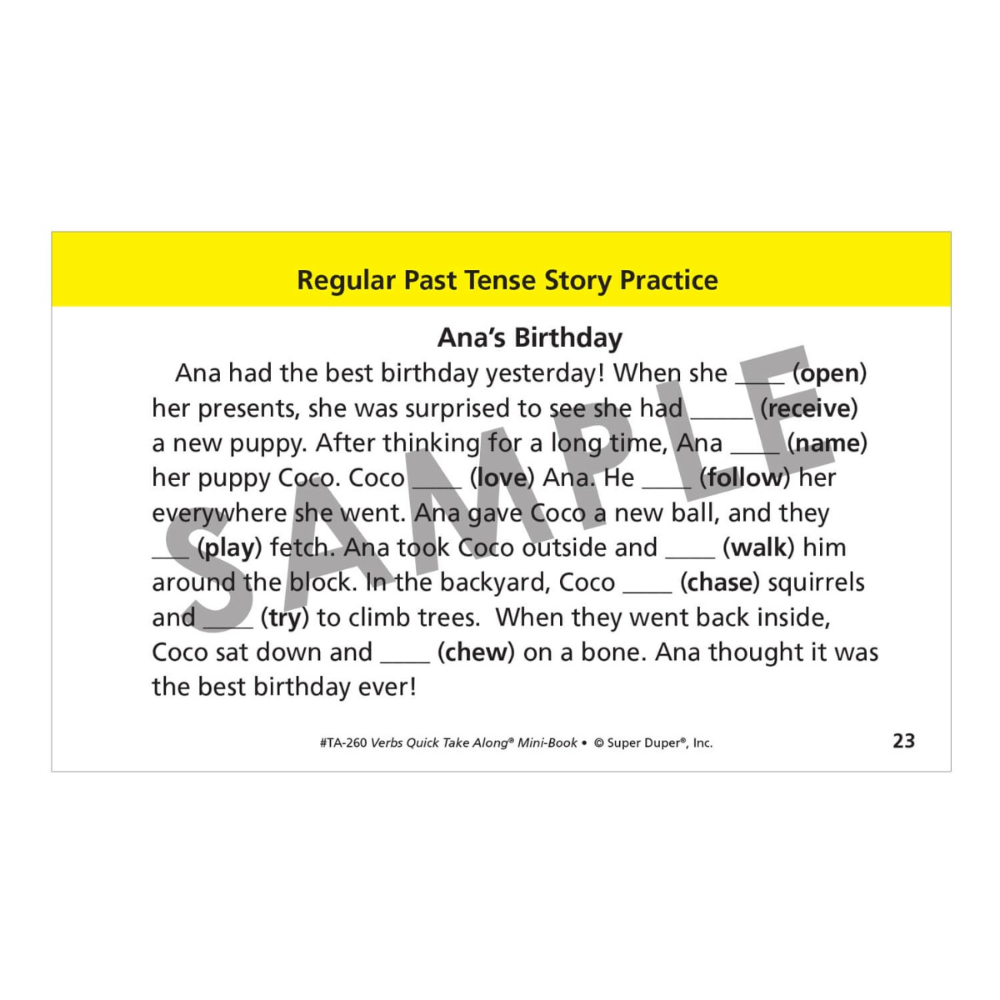 Verbs Quick Take Along® Mini-Book
