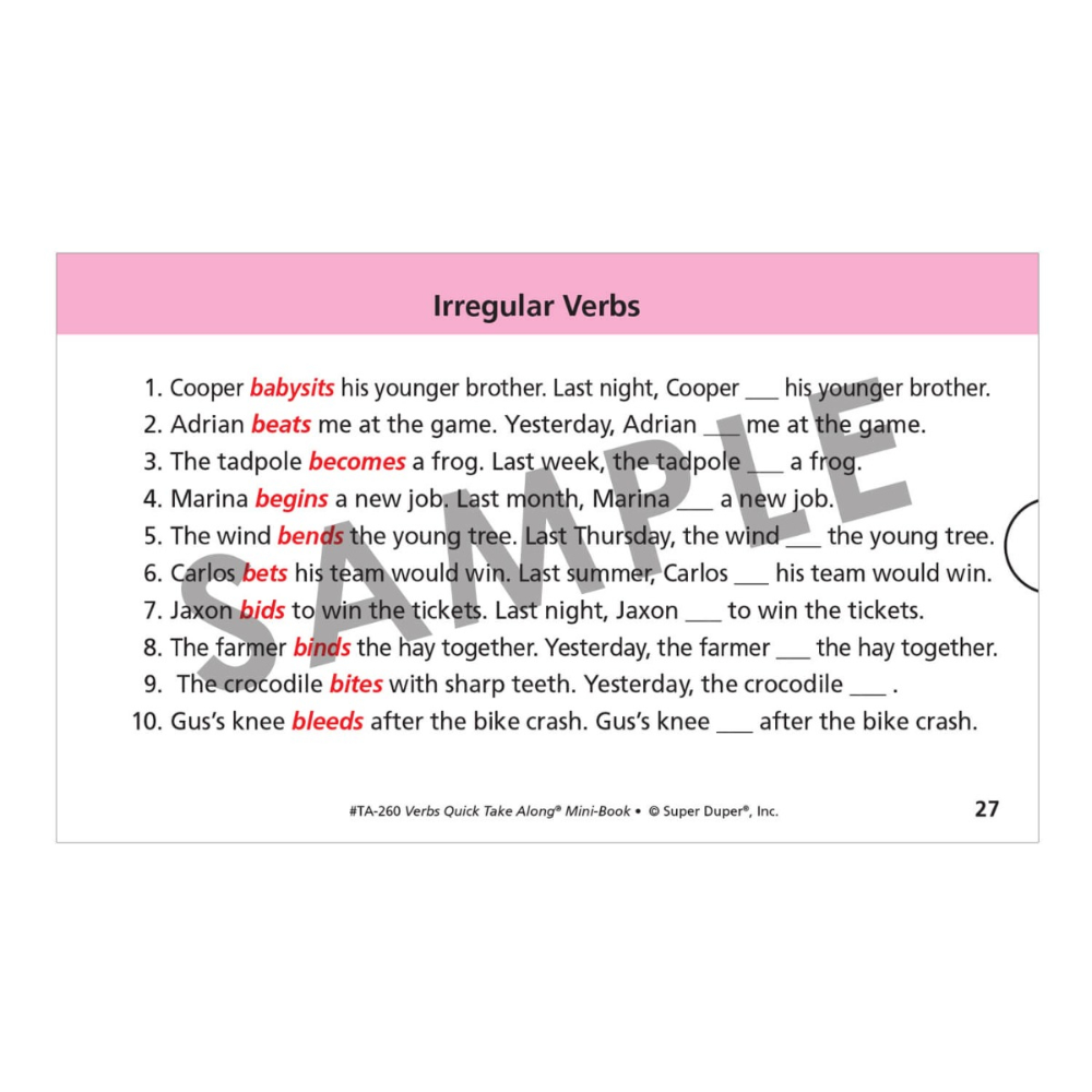 Verbs Quick Take Along® Mini-Book