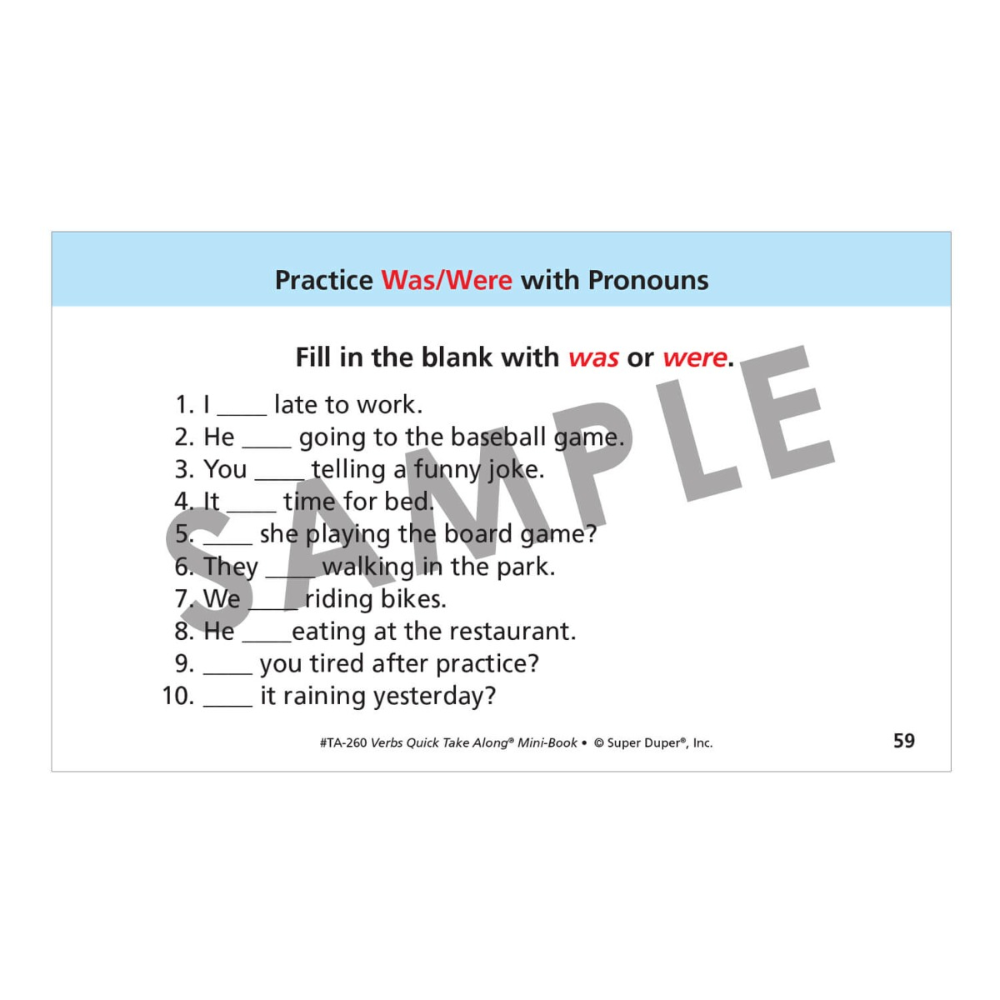 Verbs Quick Take Along® Mini-Book