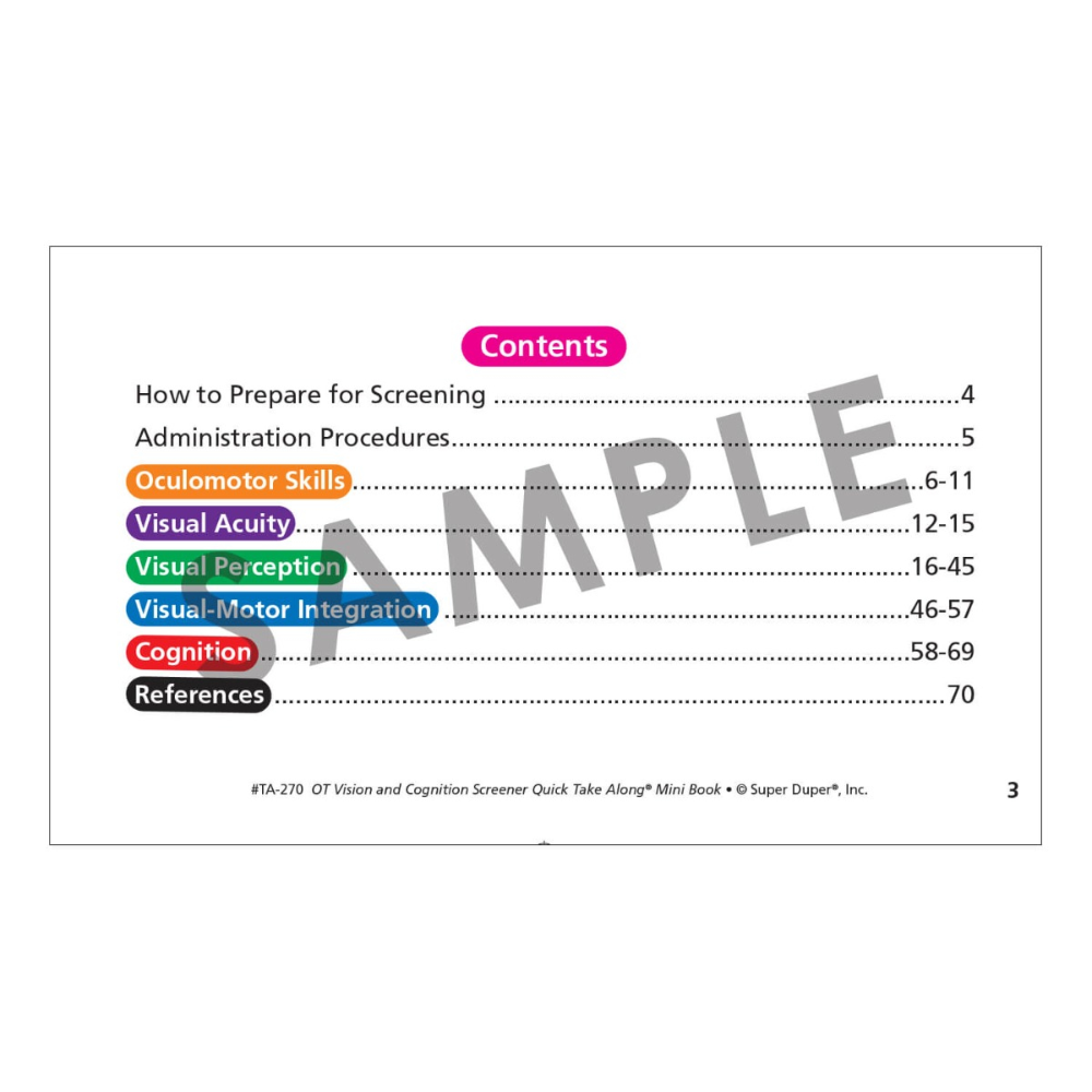 OT Vision & Cognition Screener Quick Take Along® Mini-Book