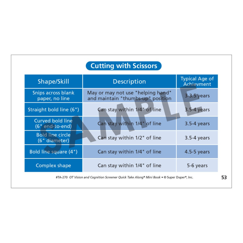 OT Vision & Cognition Screener Quick Take Along® Mini-Book