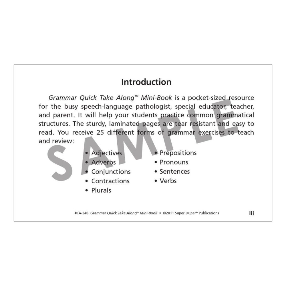 Grammar Quick Take Along® Mini-Book
