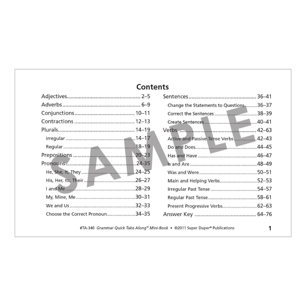Grammar Quick Take Along® Mini-Book
