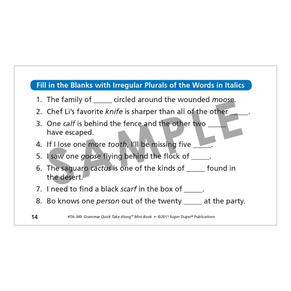 Grammar Quick Take Along® Mini-Book