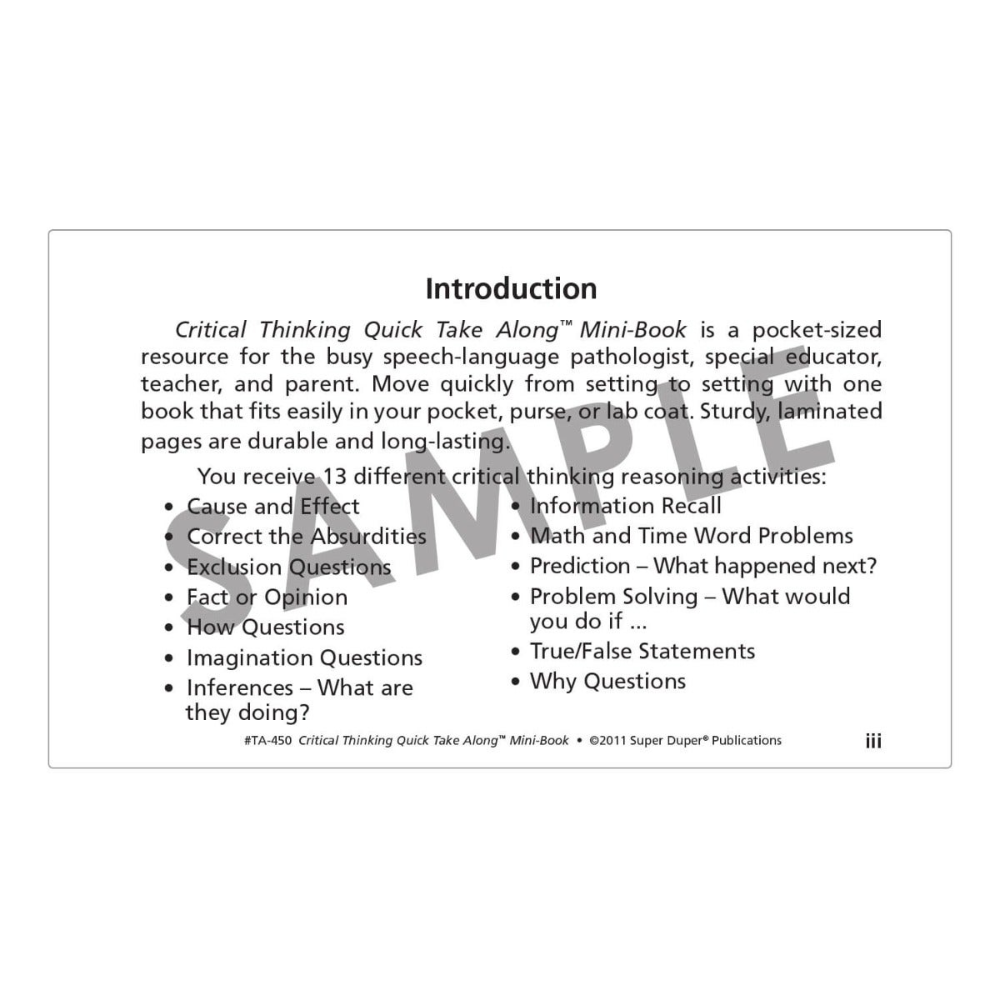 Critical Thinking Quick Take Along® Mini-Book