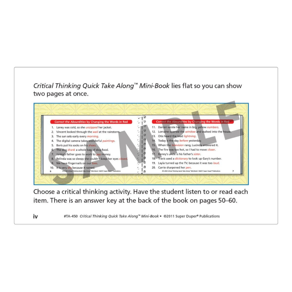 Critical Thinking Quick Take Along® Mini-Book