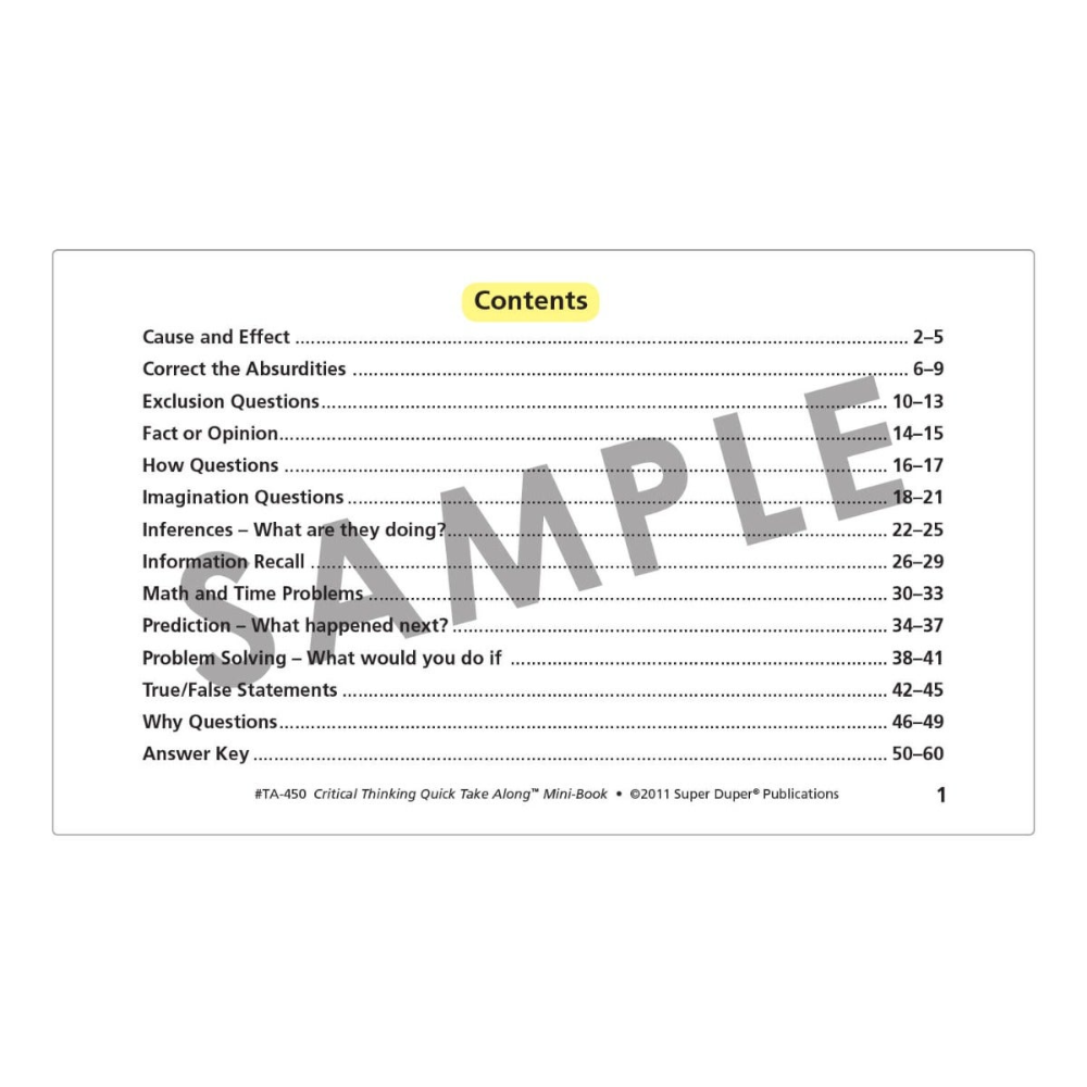 Critical Thinking Quick Take Along® Mini-Book