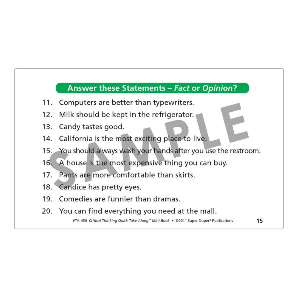 Critical Thinking Quick Take Along® Mini-Book