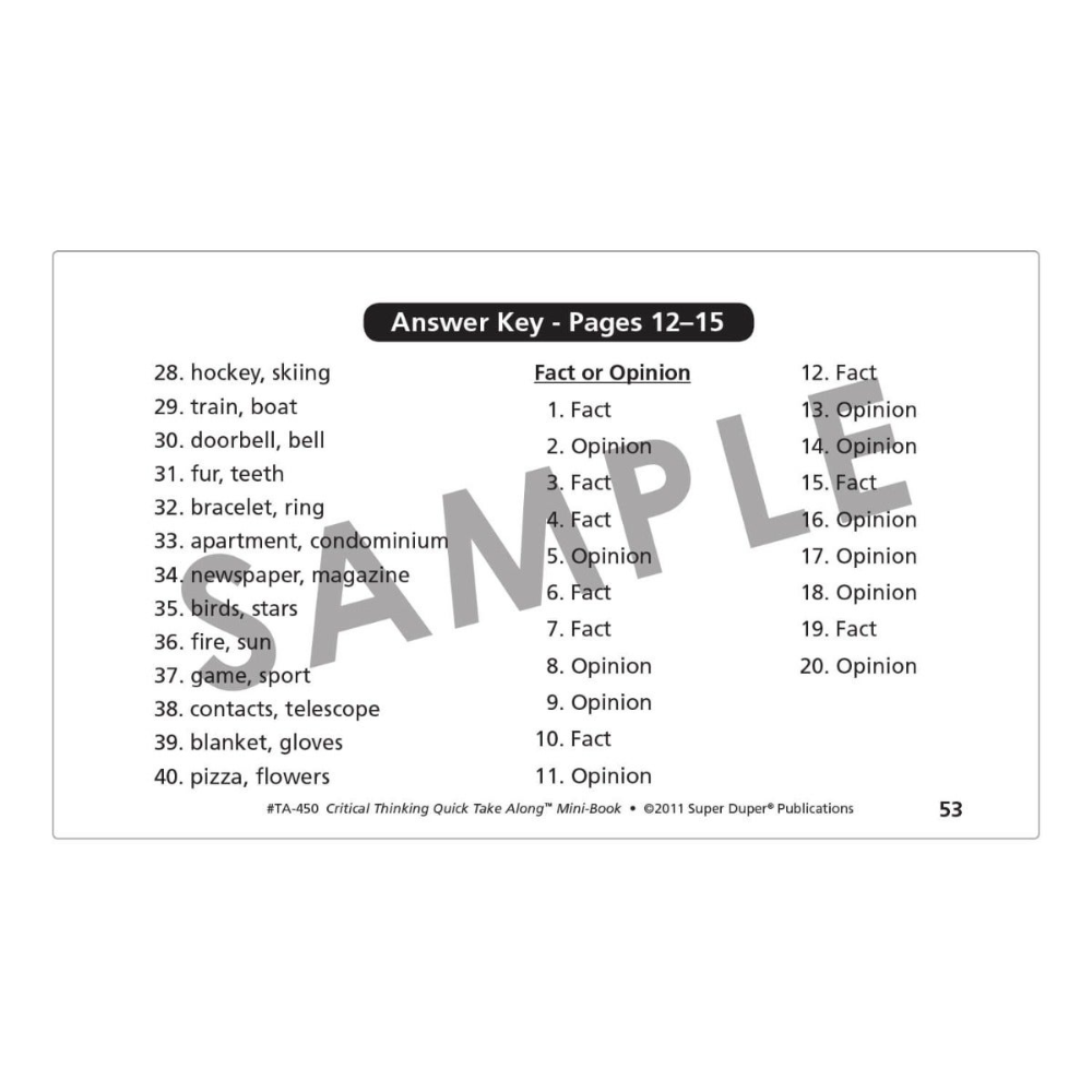 Critical Thinking Quick Take Along® Mini-Book