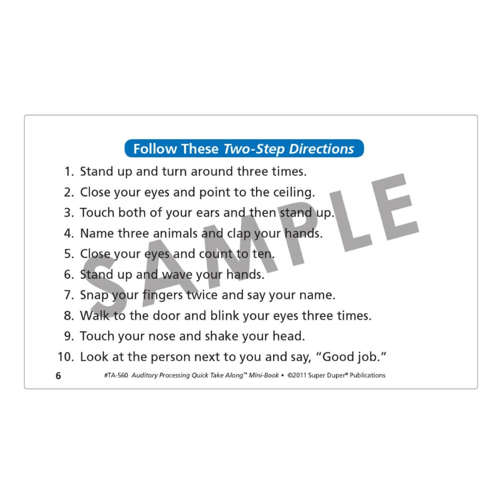 Auditory Processing Quick Take Along® Mini-Book