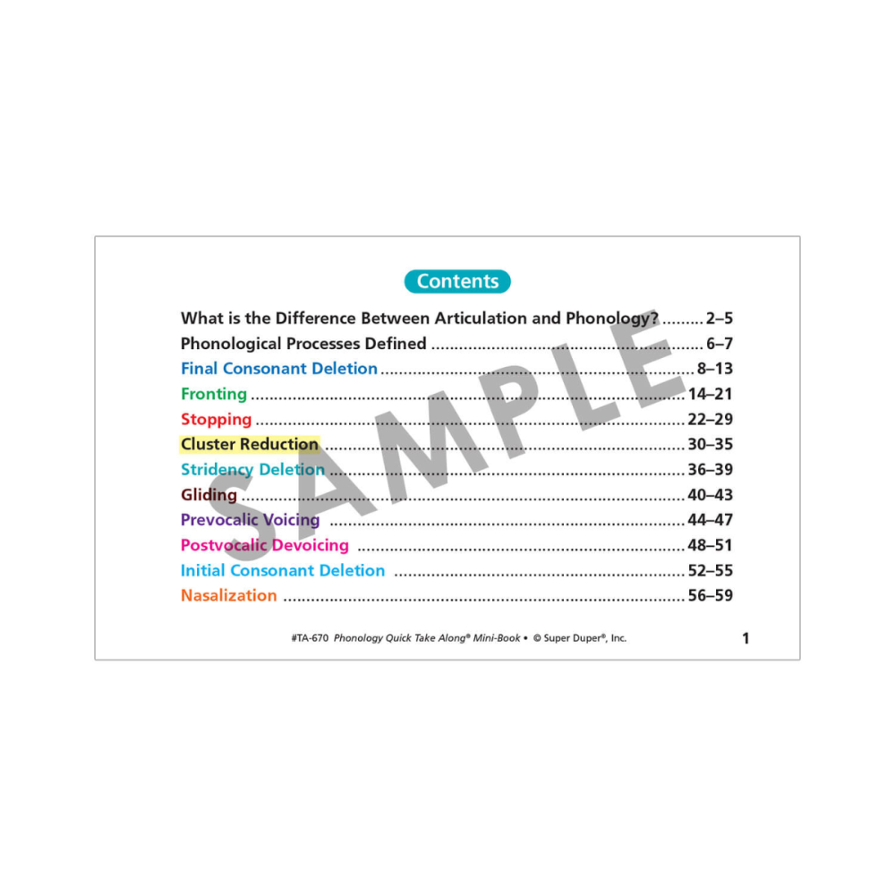 Phonology Quick Take Along® Mini-Book