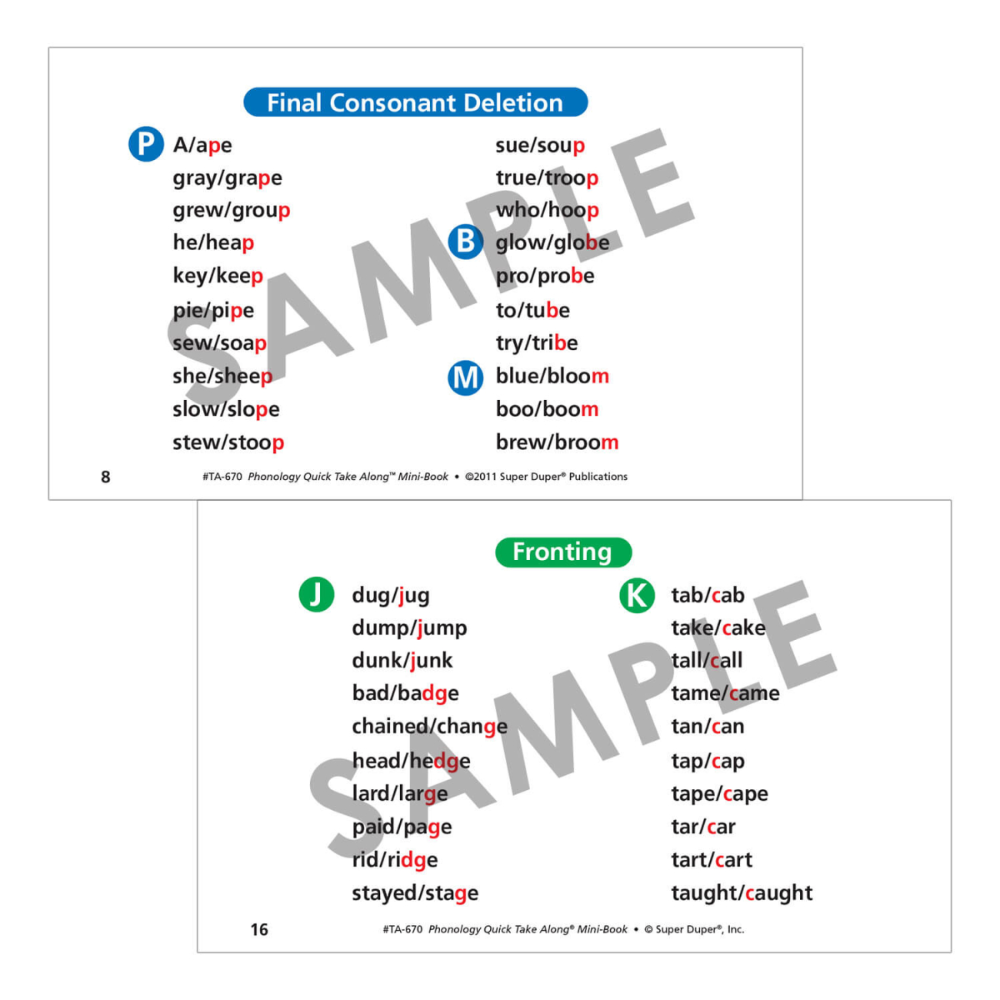 Phonology Quick Take Along® Mini-Book