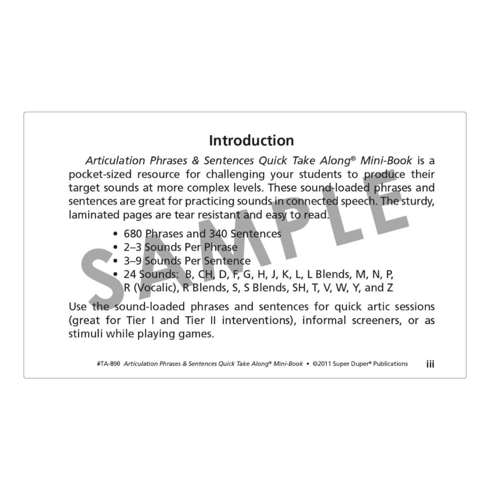 Articulation Phrases & Sentences Quick Take Along® Mini-Book