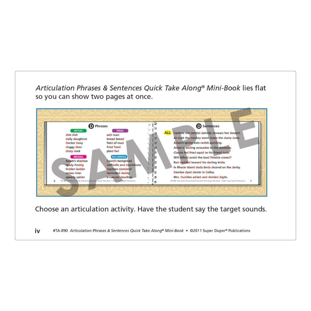 Articulation Phrases & Sentences Quick Take Along® Mini-Book