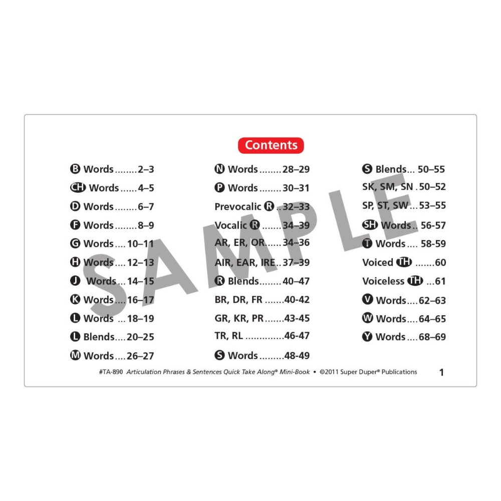 Articulation Phrases & Sentences Quick Take Along® Mini-Book