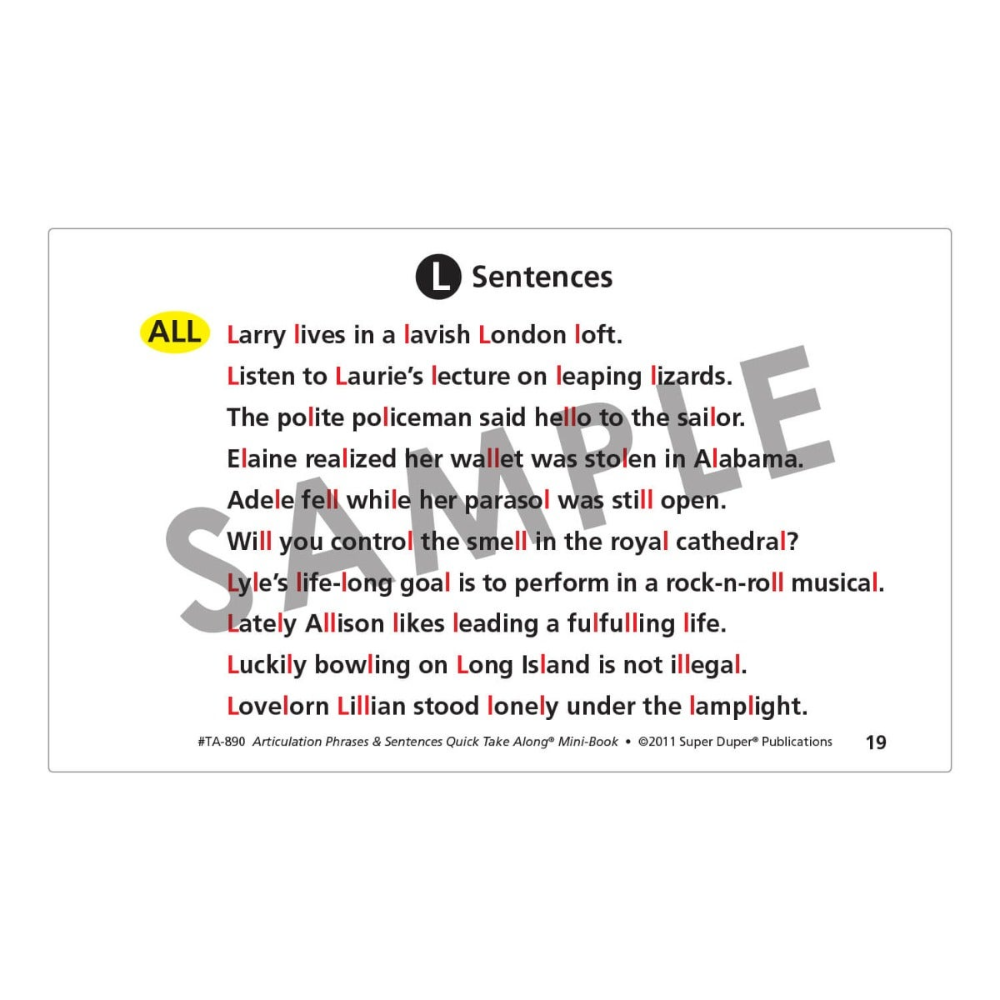 Articulation Phrases & Sentences Quick Take Along® Mini-Book