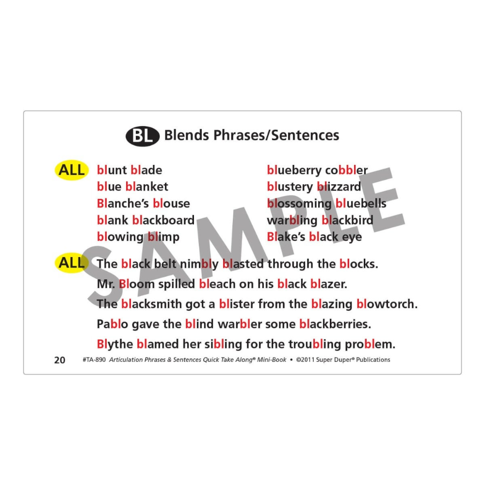 Articulation Phrases & Sentences Quick Take Along® Mini-Book