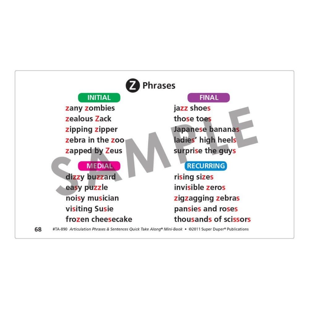 Articulation Phrases & Sentences Quick Take Along® Mini-Book