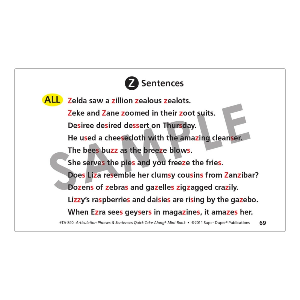 Articulation Phrases & Sentences Quick Take Along® Mini-Book