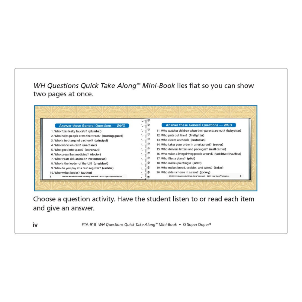 WH Questions Quick Take Along® Mini-Book