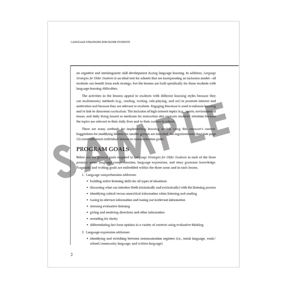 Language Strategies for Older Students