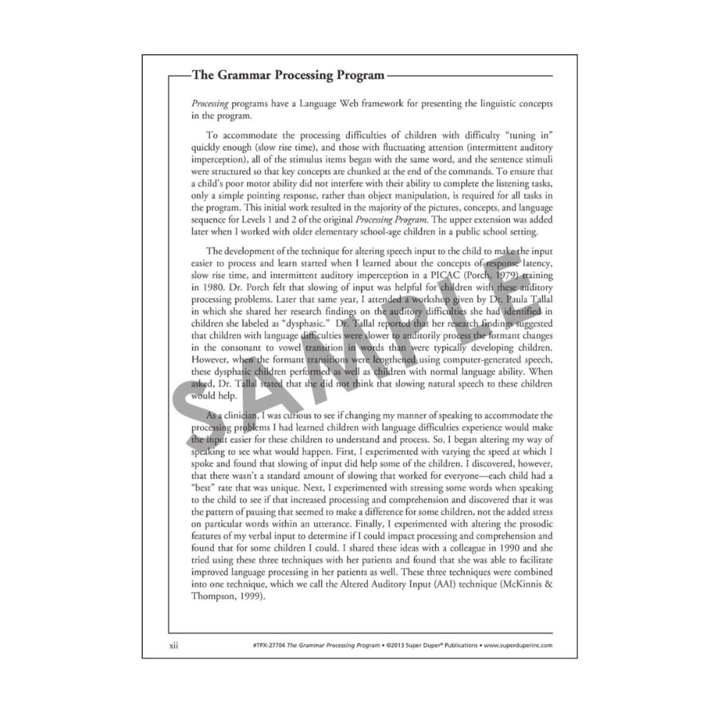 The Grammar Processing Program