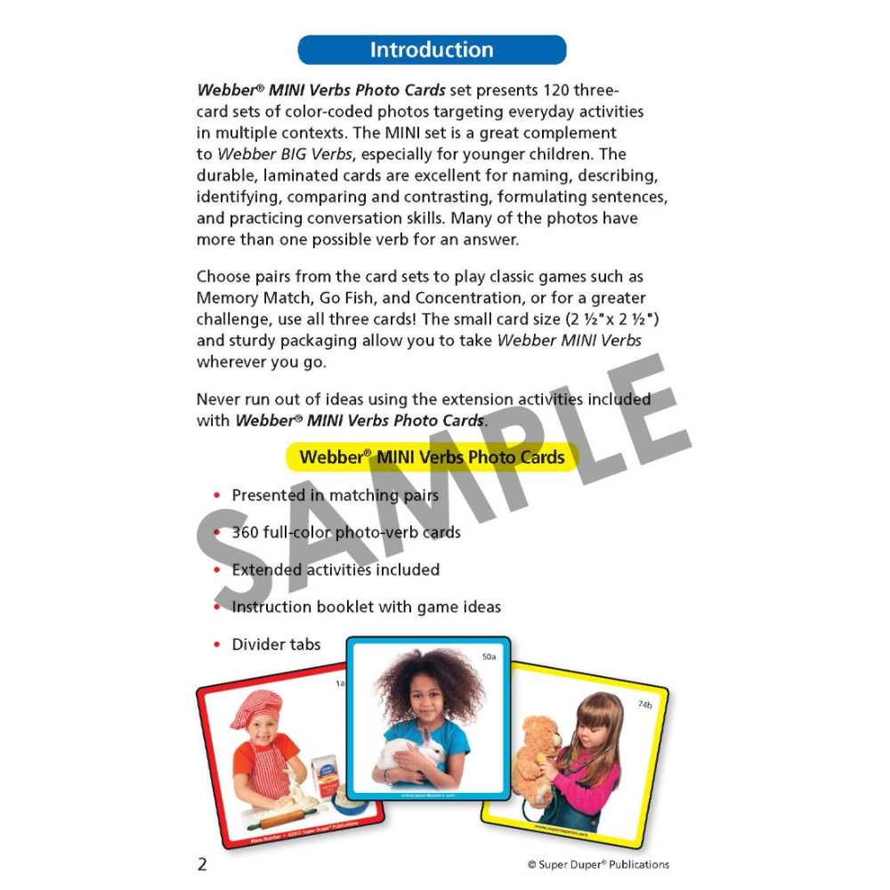 Webber® Mini Verbs Photo Cards