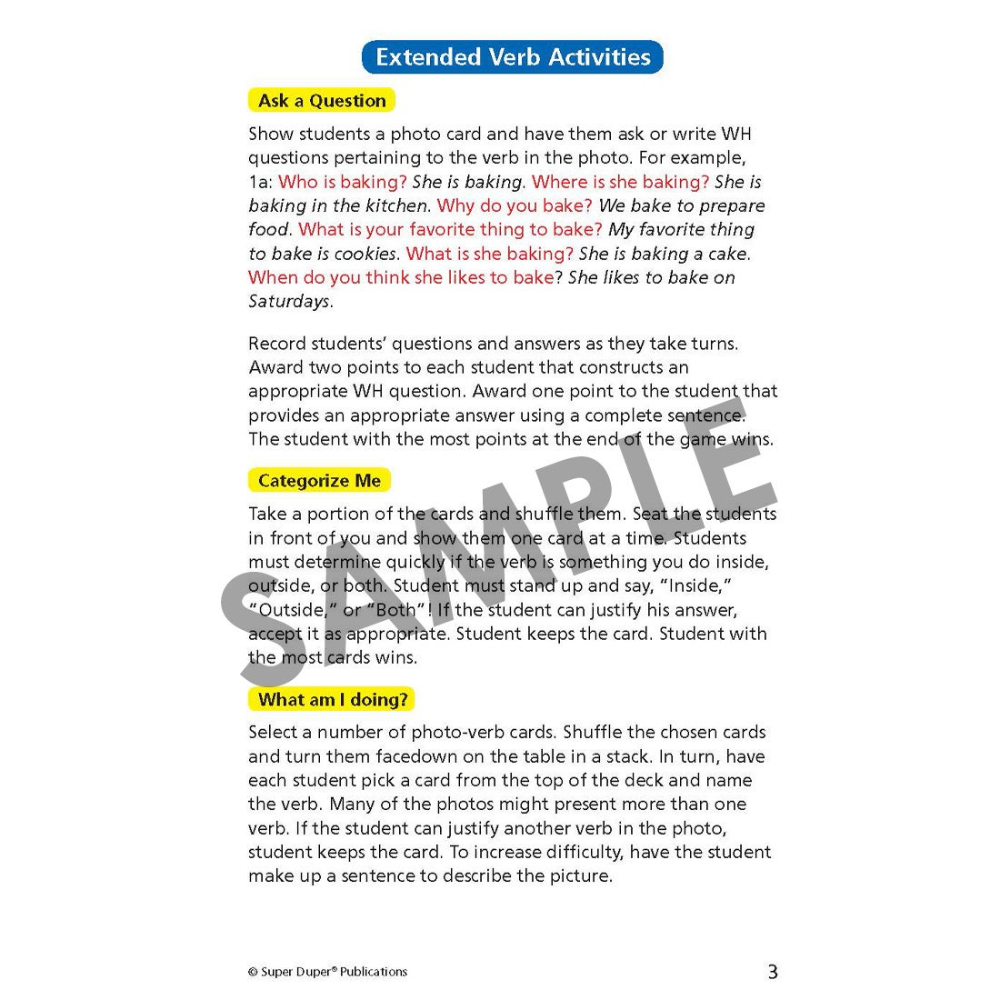 Webber® Mini Verbs Photo Cards