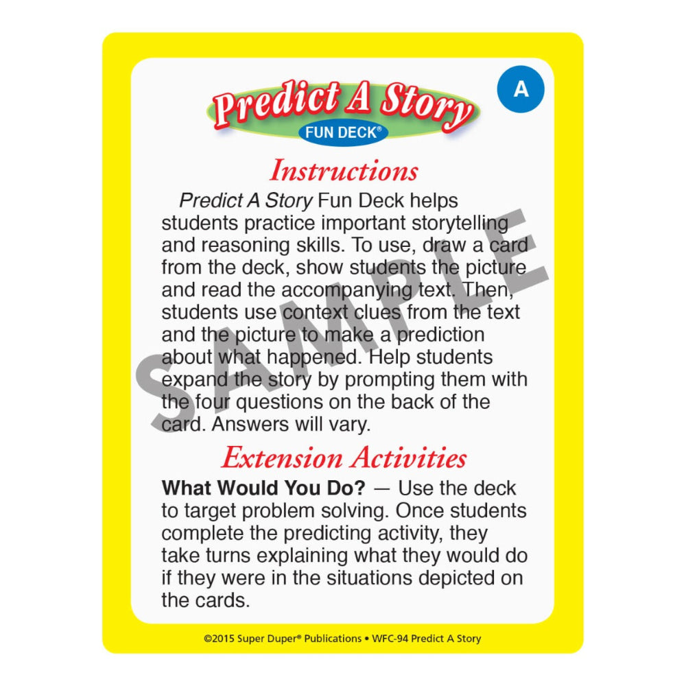 Predict A Story Fun Deck® instructions card