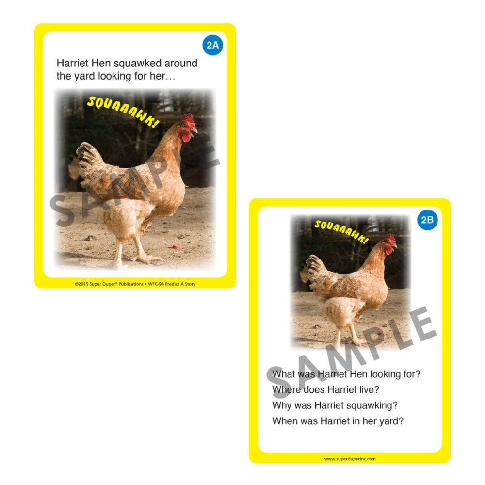 Predict A Story Fun Deck® sample cards, Harriet Hen story