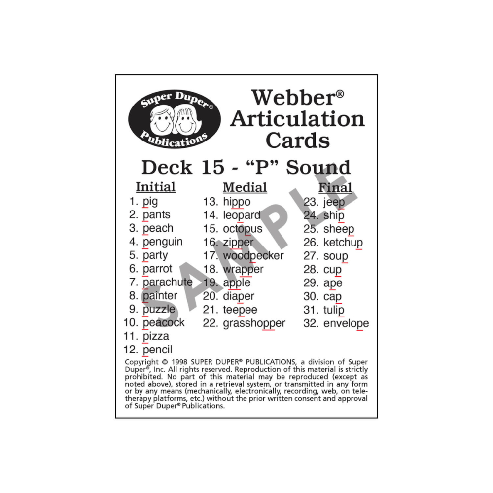 Webber® Articulation Cards Bundle 3