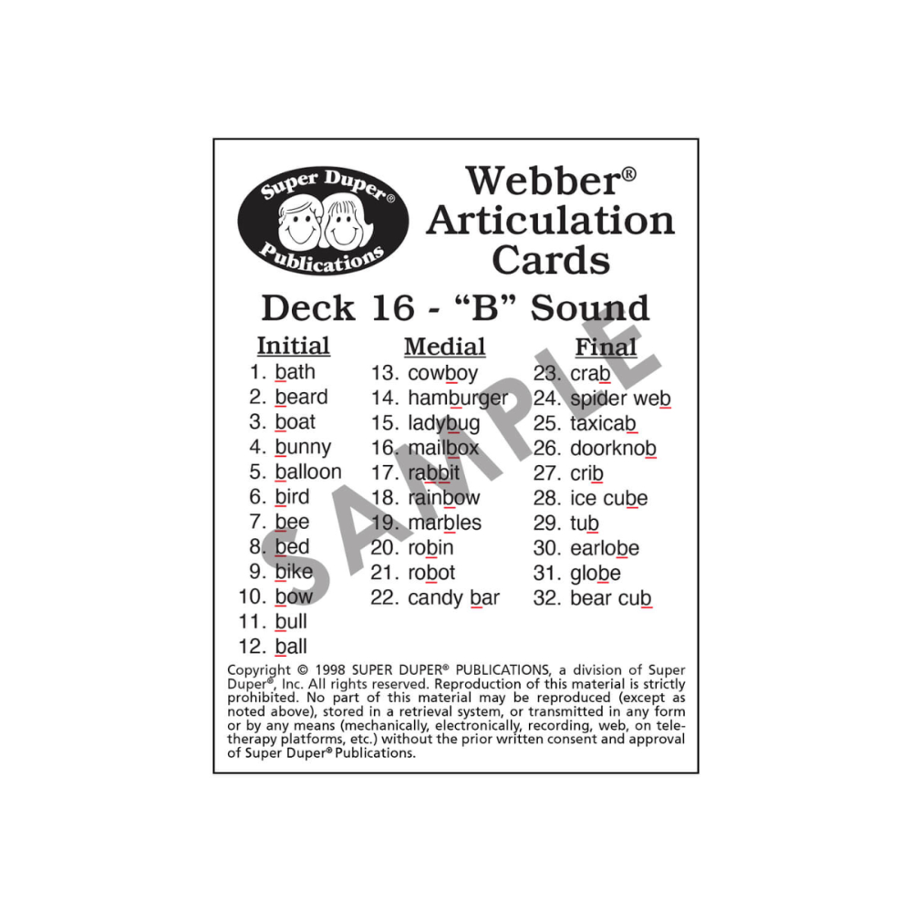 Webber® Articulation Cards Bundle 3