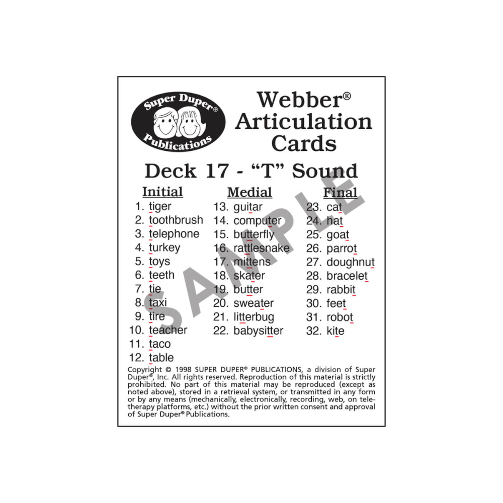 Webber® Articulation Cards Bundle 3