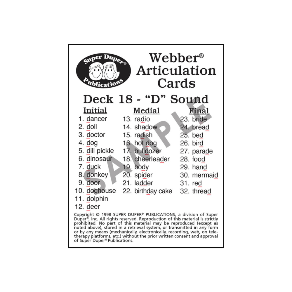 Webber® Articulation Cards Bundle 3