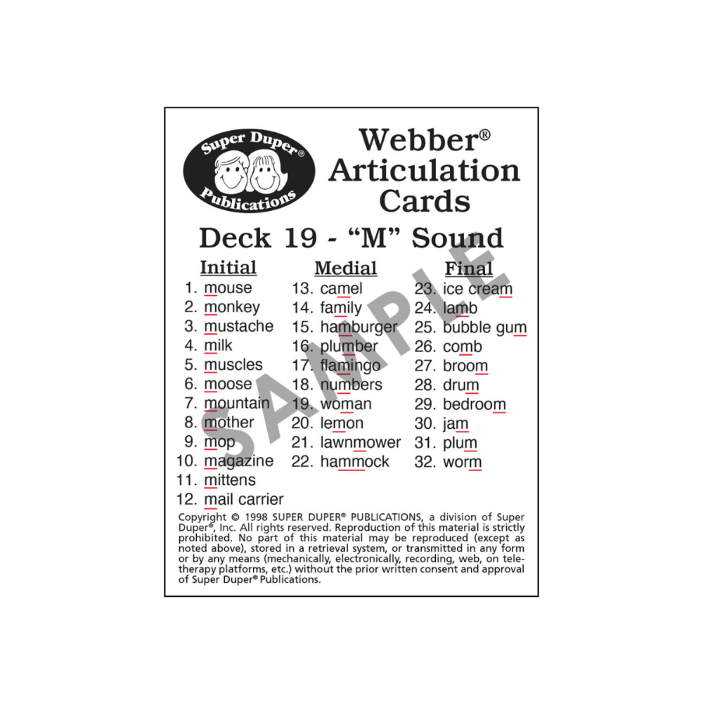 Webber® Articulation Cards Bundle 3