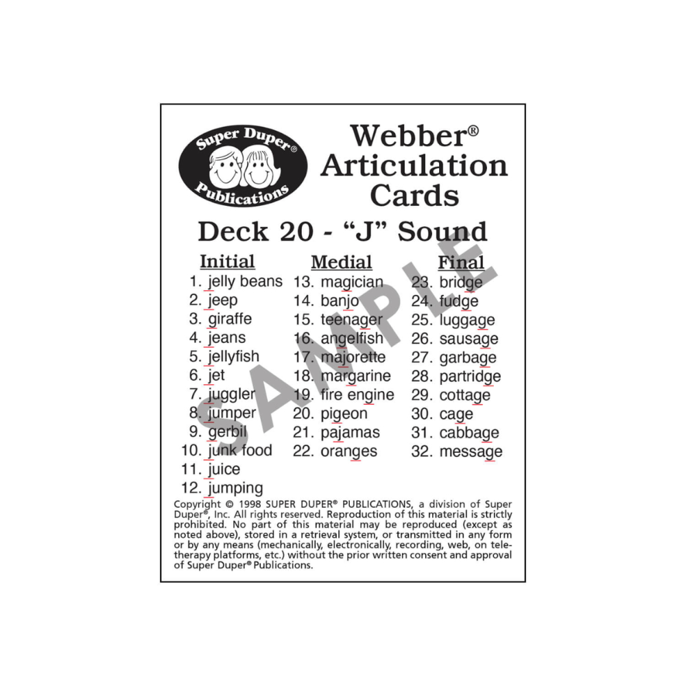 Webber® Articulation Cards Bundle 3