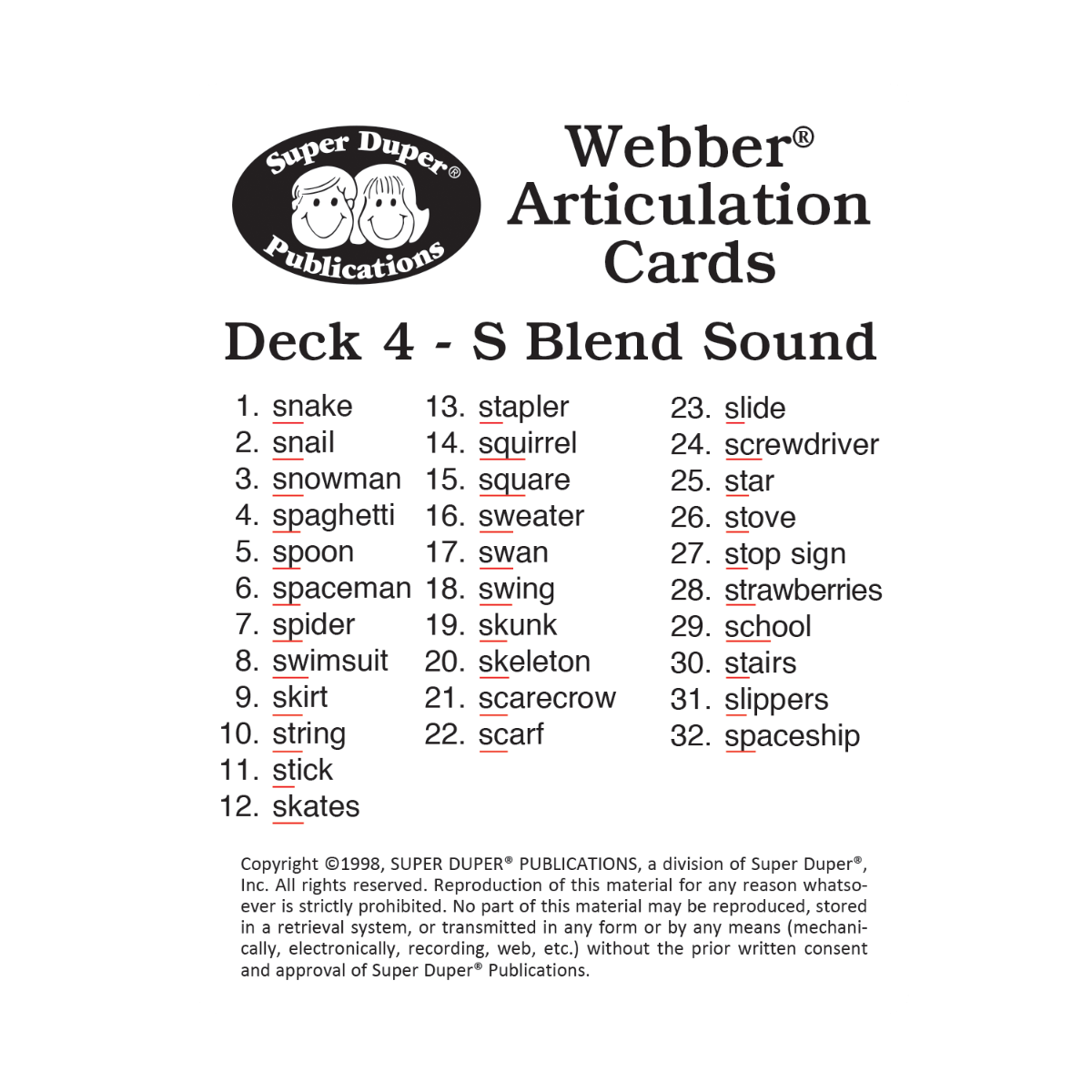 Webber® Articulation Cards Bundle 1