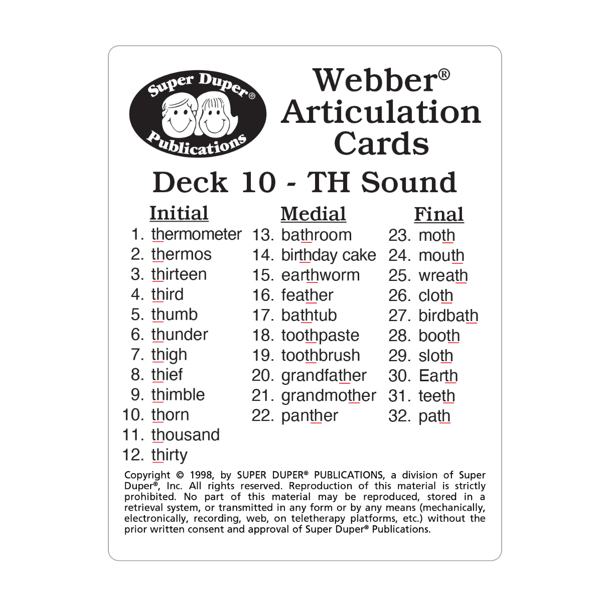 Webber® Articulation Cards Bundle II