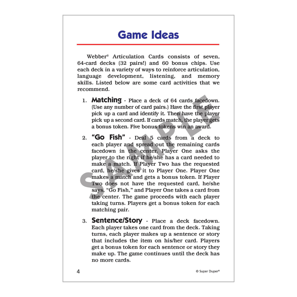Webber® Articulation Cards Bundle 3