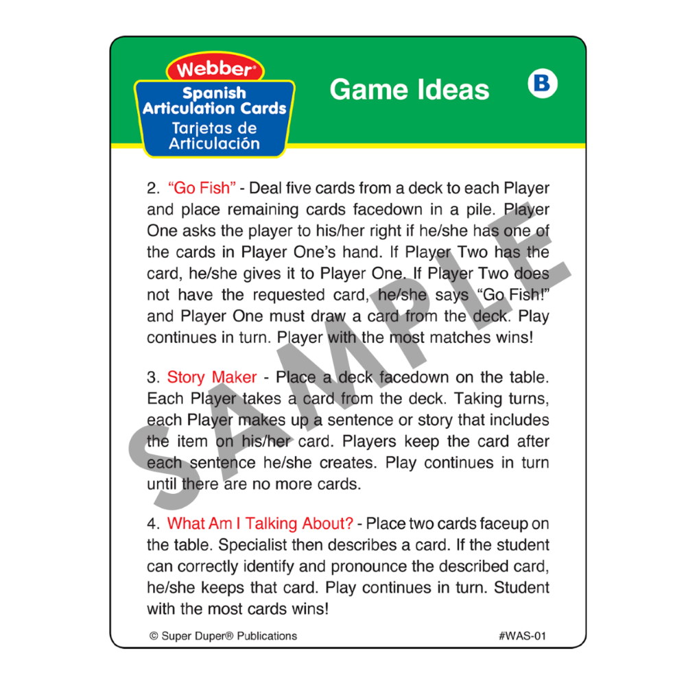 Webber® Spanish Articulation Cards