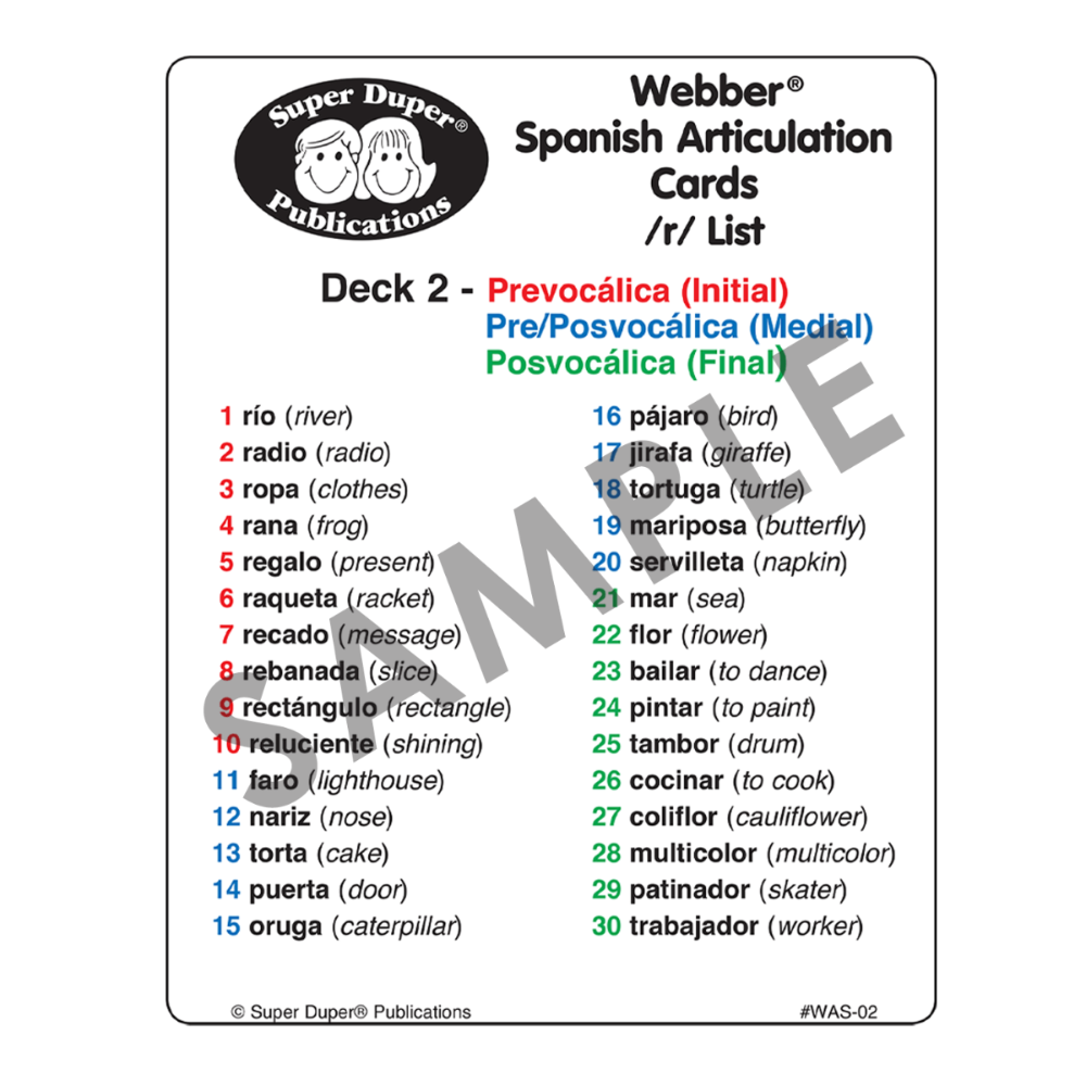 Webber® Spanish Articulation Cards