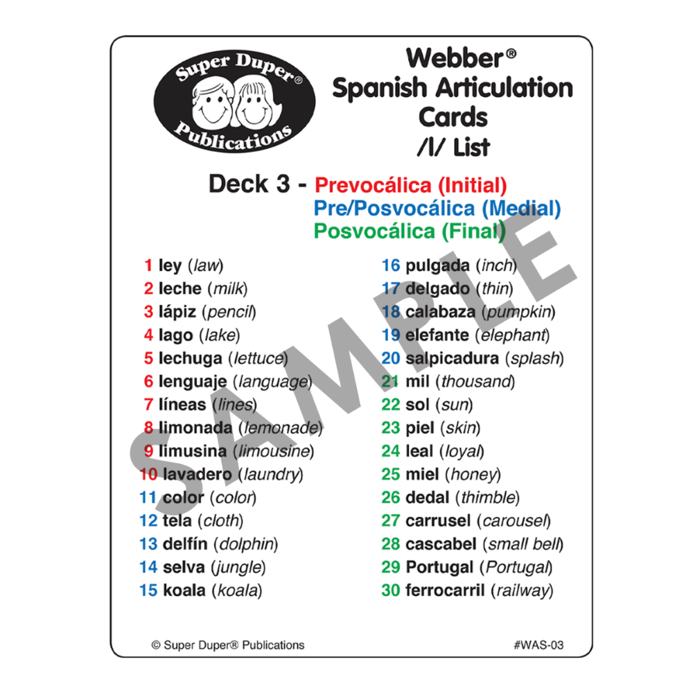 Webber® Spanish Articulation Cards