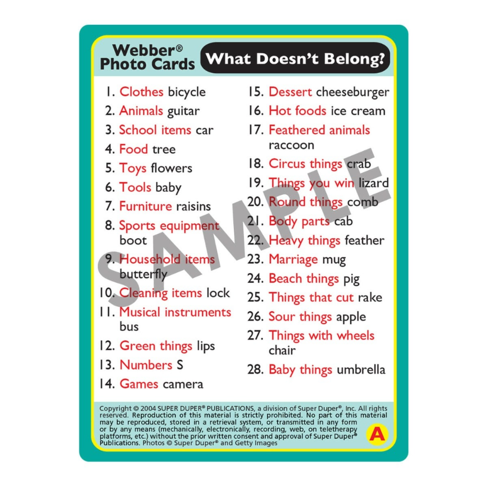 Webber® Photo Cards (What Doesn't Belong?)