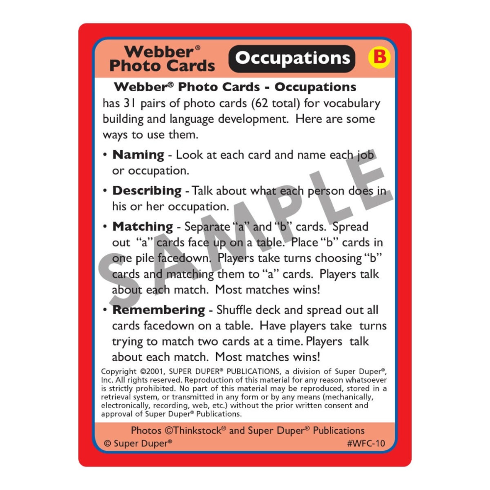 Webber® Photo Cards (Occupations)