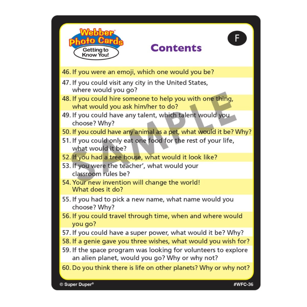 Webber Photo Cards (Getting to Know You!)