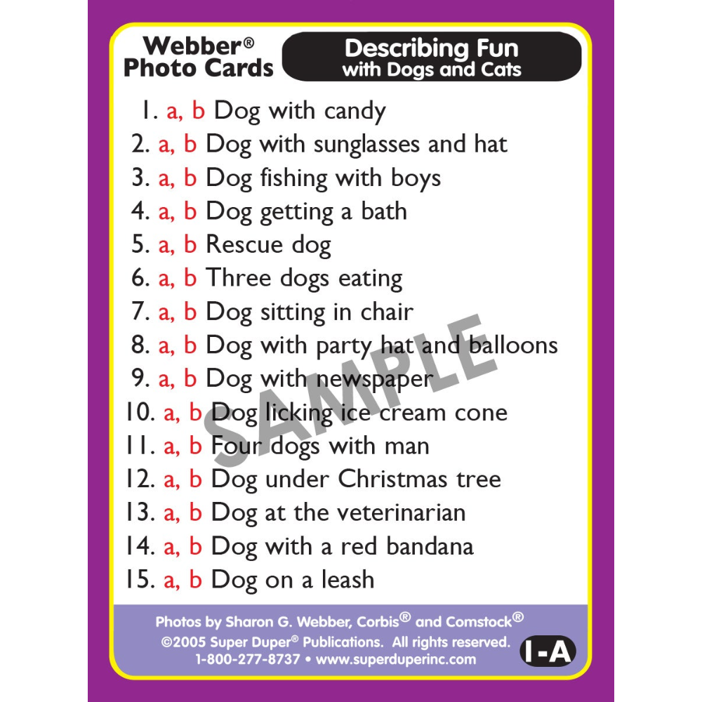 Webber Photo Cards (Describing Fun with Dogs and Cats)